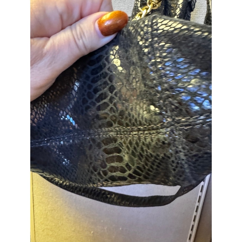 Michael Kors Black Python Snakeskin Embossed Leat… - image 3